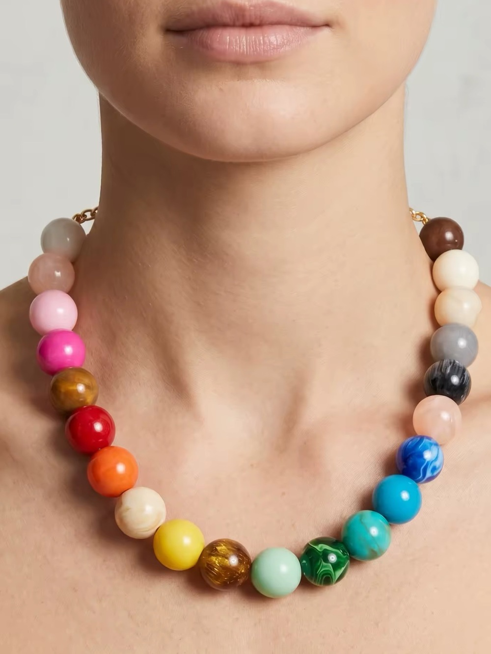 Colorful Beaded Statement Necklace - Multicolor